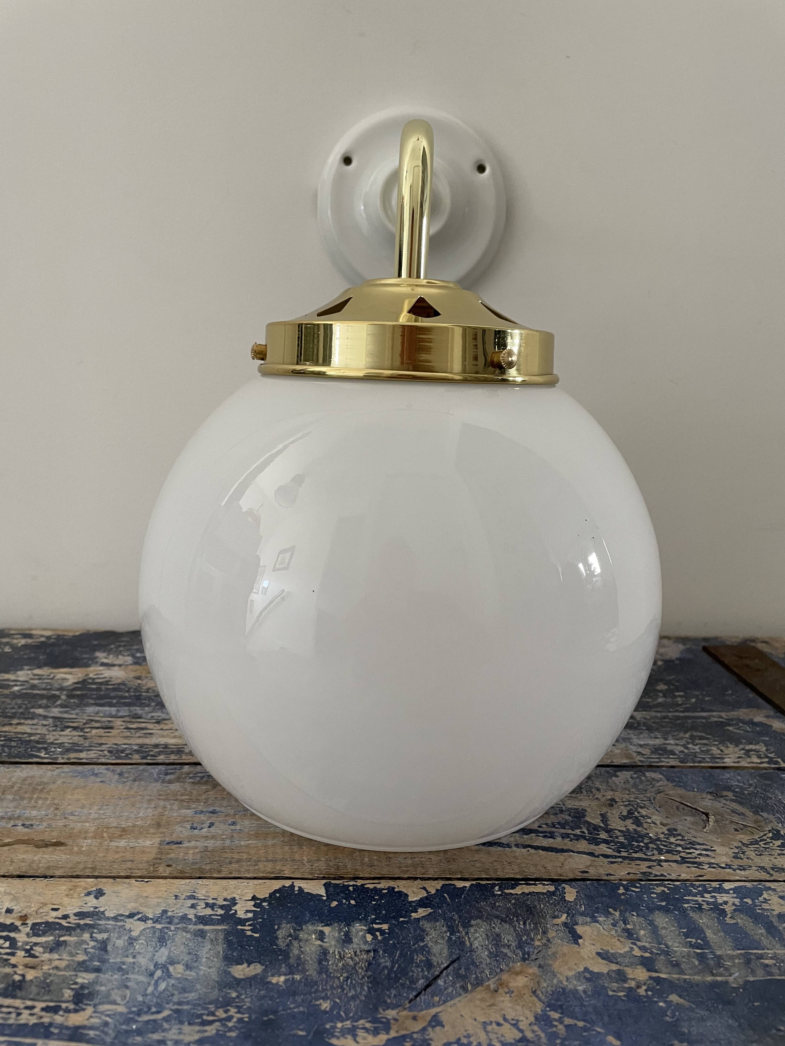 Vintage white opaline wall lamp