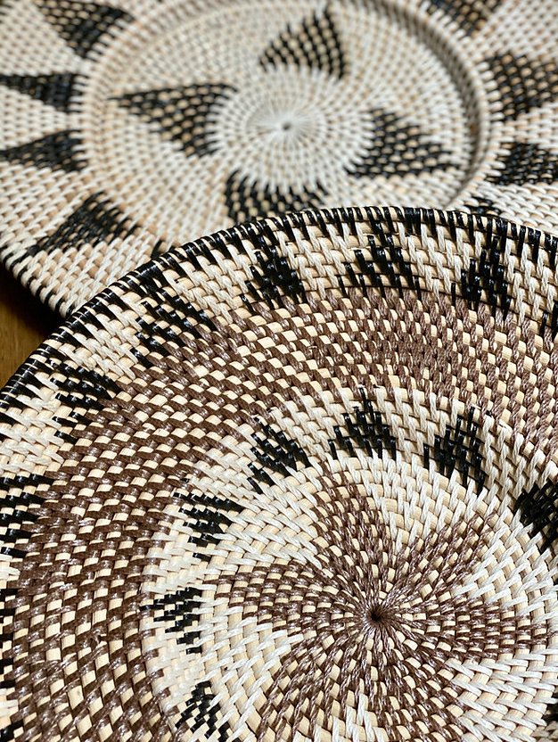 Round ethnic Balinese rattan tray