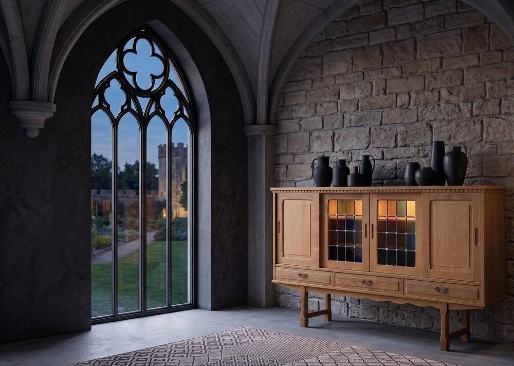 Brutalist Oak Sideboard attributed to Henning Kjærnulf, Denmark, 1960s
