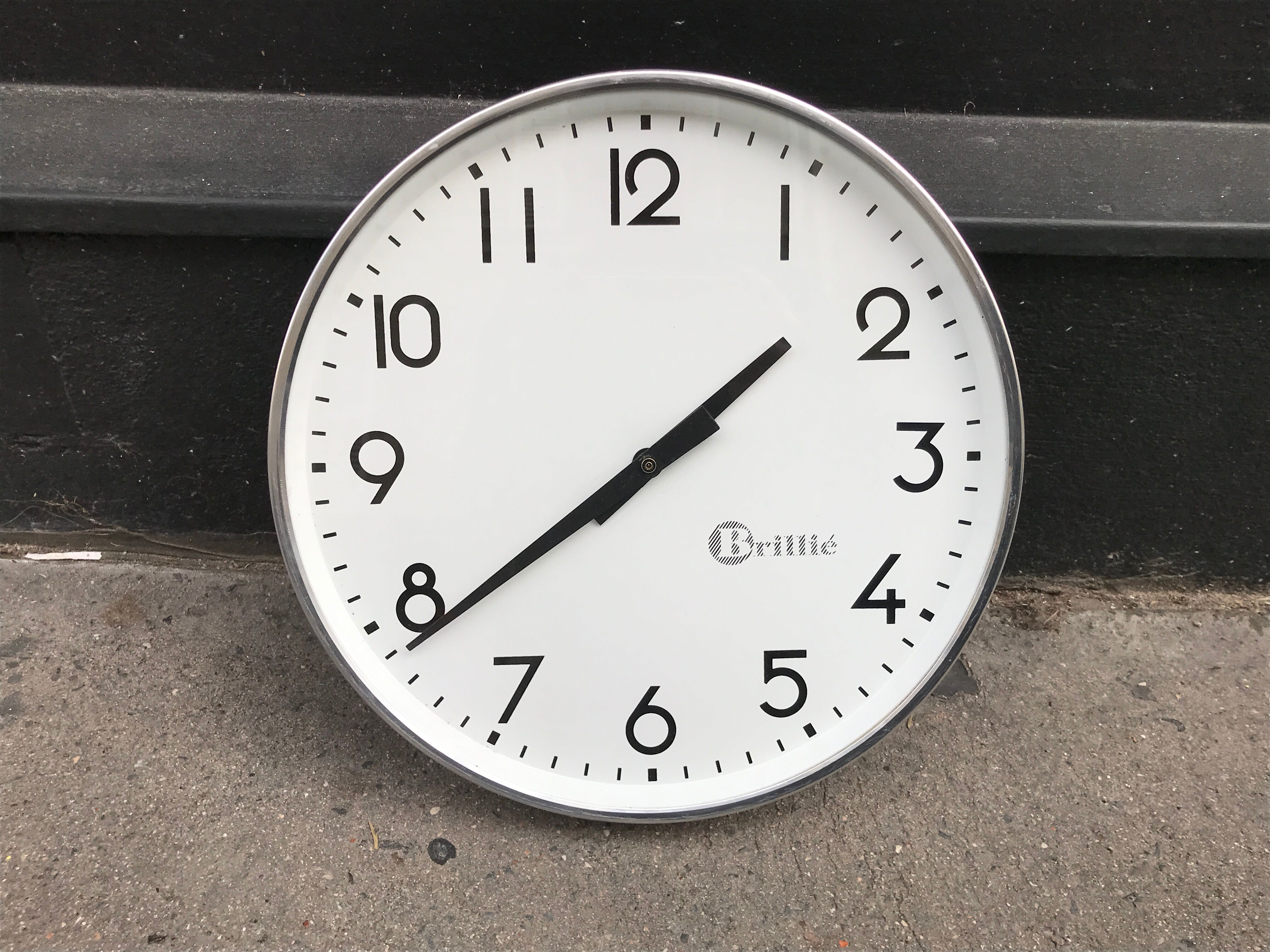 Industrial clock 30 cm functional brillie alu polished station pendulum 1960