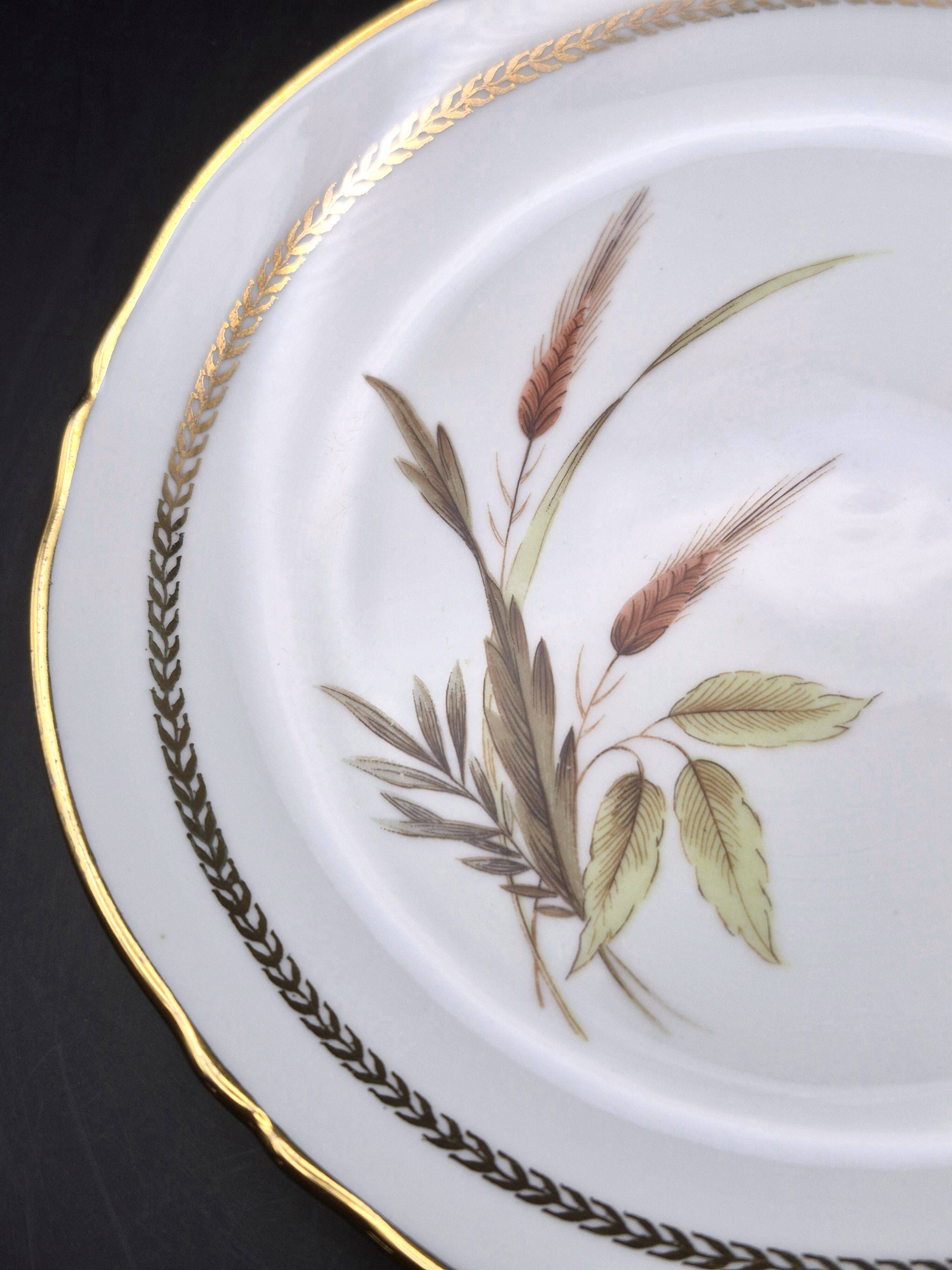 Set of 8 vintage dessert plates in porcelain – Wheat Ear pattern