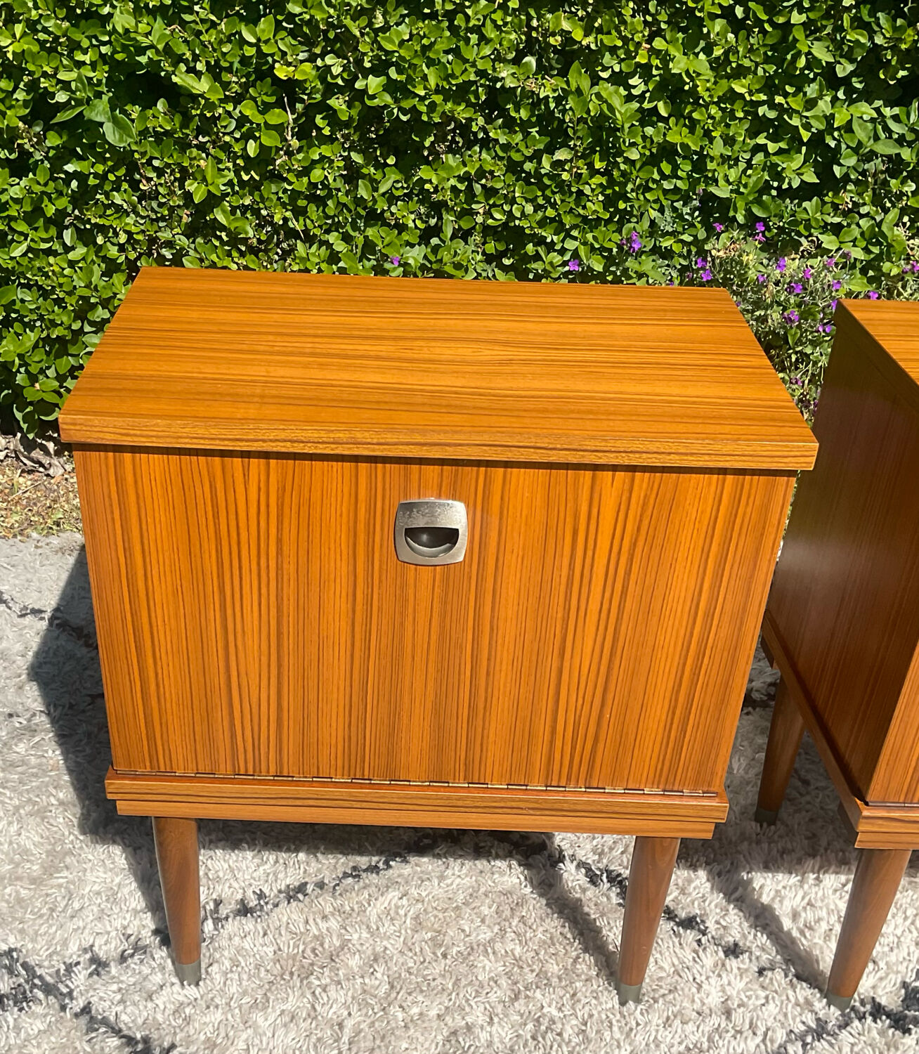 Vintage teak bedside tables from the 1970s.