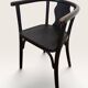 Curved black lacquered wooden armchair in Thonet style