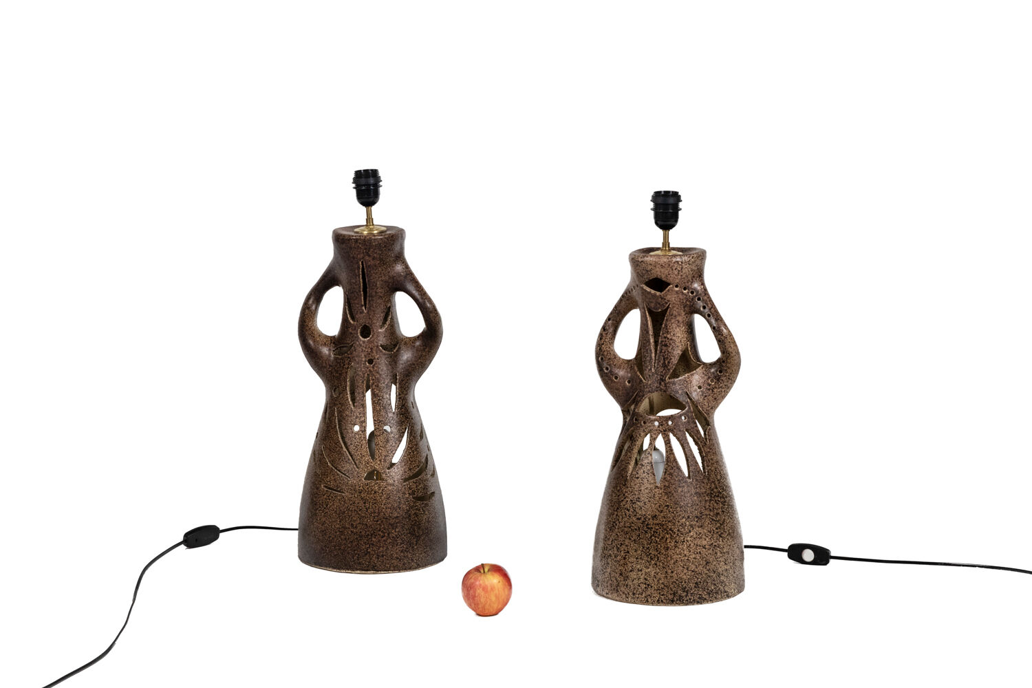 Pair of terracotta lamps, Bastian Le Pemp, 1970s