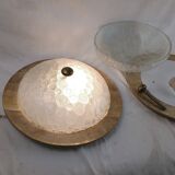 Pair of vintage Murano wall lights with exotic wood shelf.