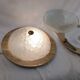 Pair of vintage Murano wall lights with exotic wood shelf.