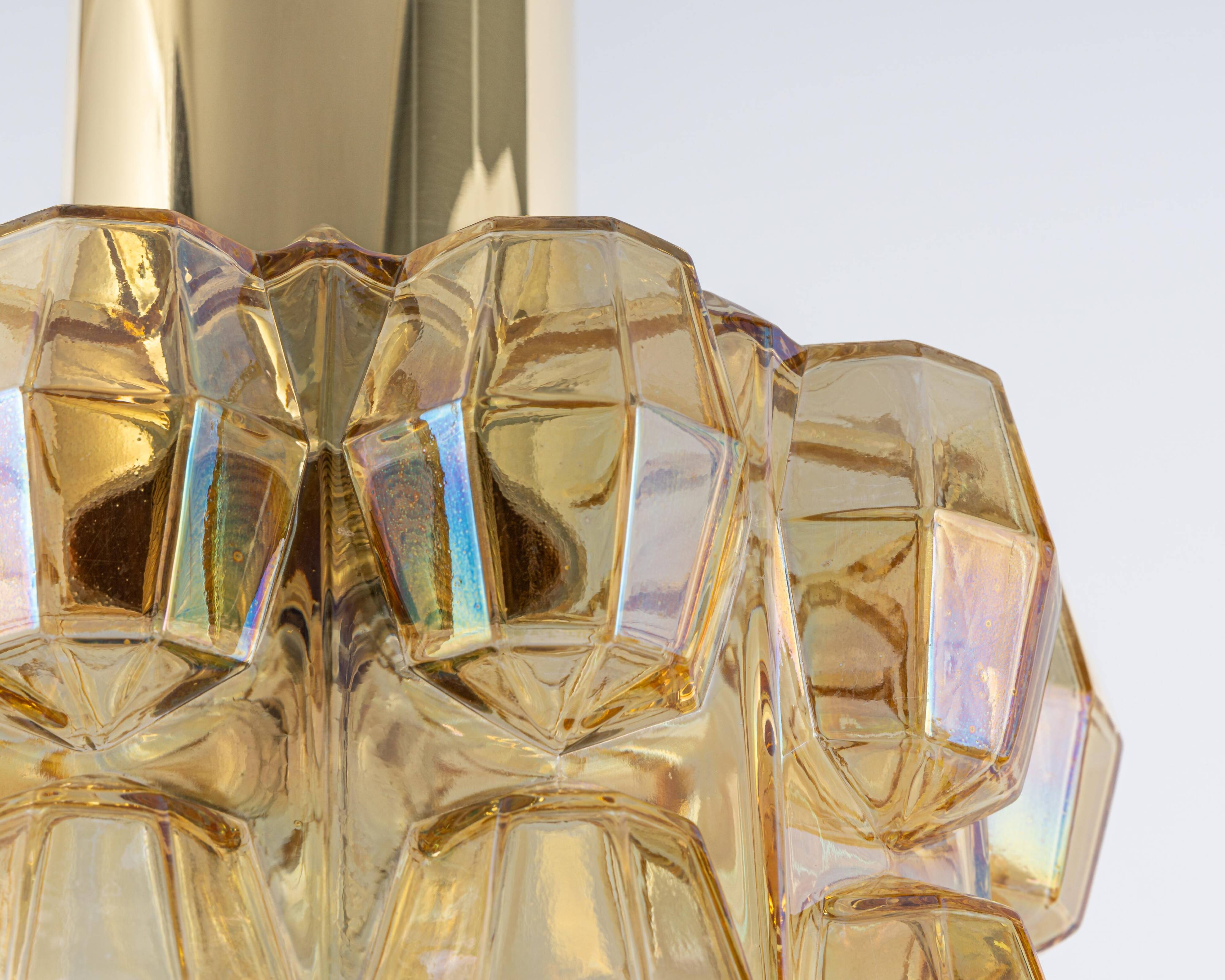 Large amber glass pendant by Limburg, Germany, 1970s.