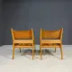 Pair of vintage wooden armchairs with leather upholstery, 20th century, 75 × 56 × 65 cm
