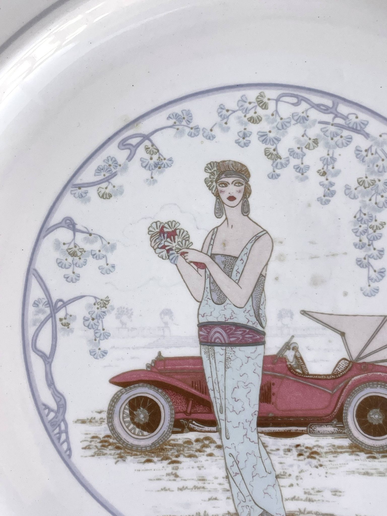 Vintage italian plate primula, art deco design, 1970s-80s.