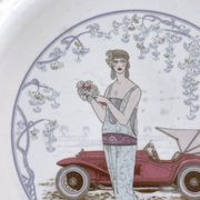 Vintage italian plate primula, art deco design, 1970s-80s.
