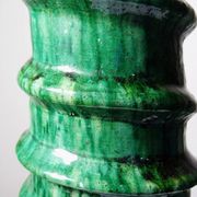 Large Tamegroute candlestick in green glazed terracotta, Morocco, 1960s-1970s.