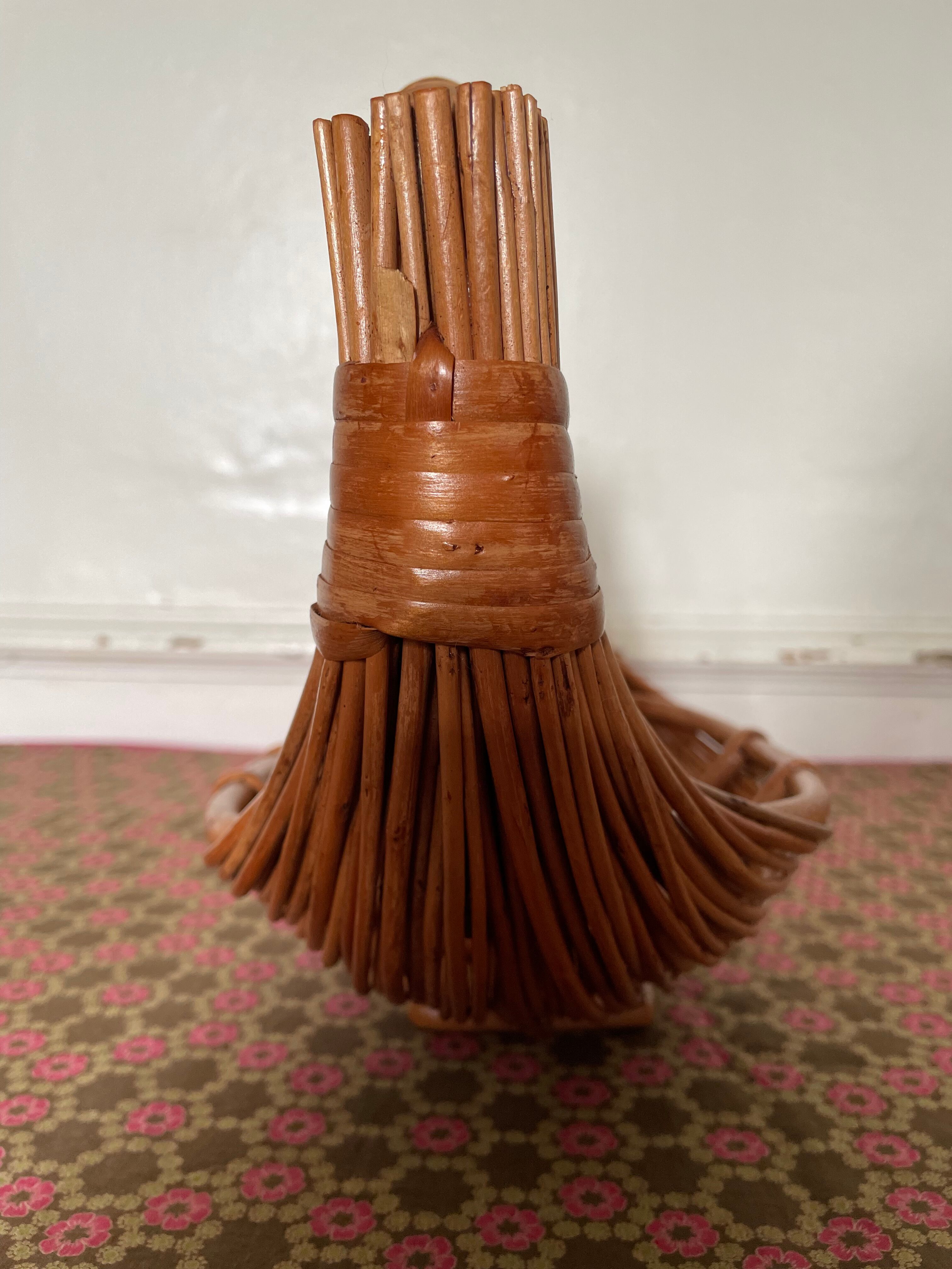 Woven wicker fruit basket 1960