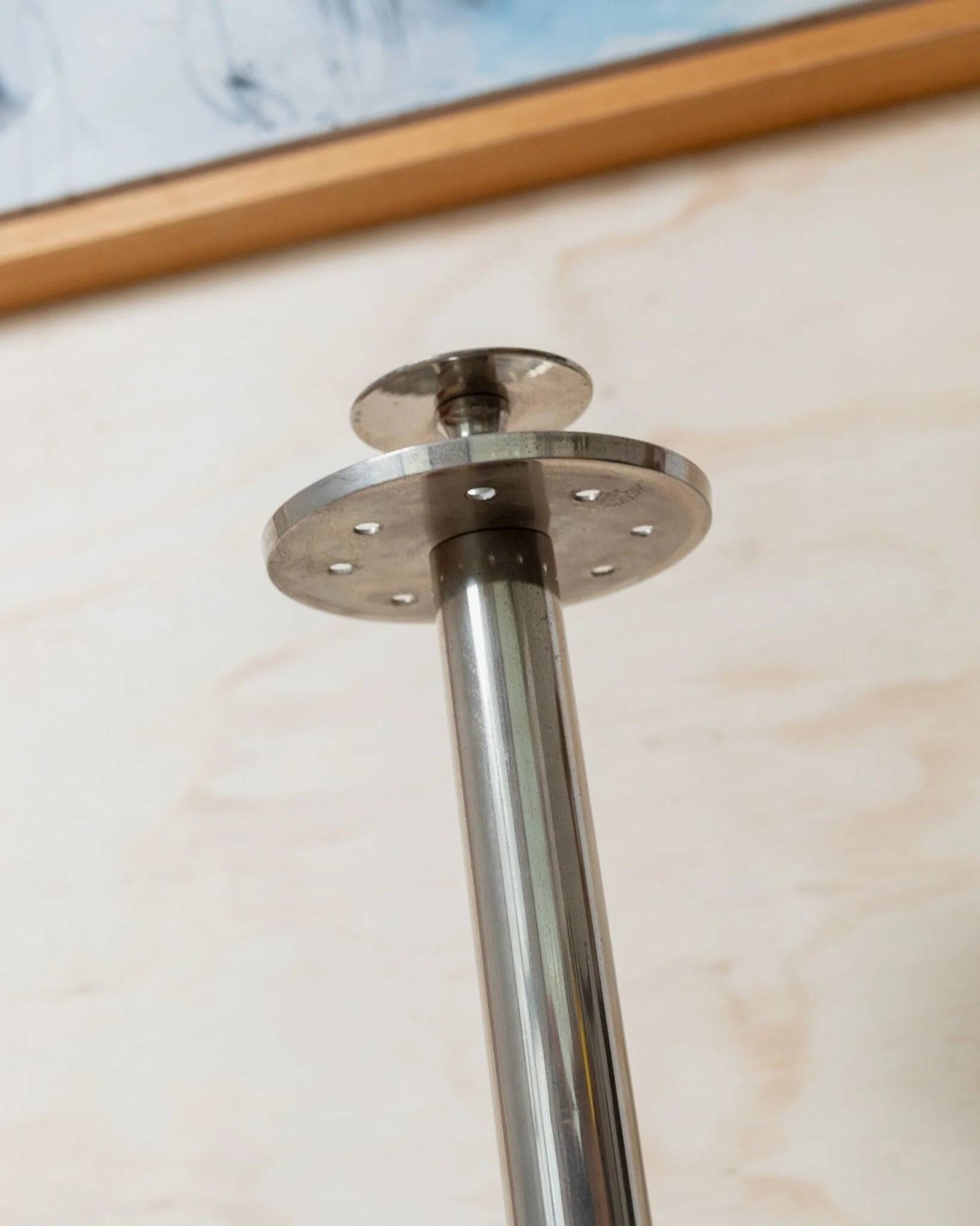 XXL Vintage Art Deco Candlestick in Silver Chrome-Plated Brass, Italy 1930s