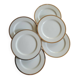 Ensemble de 6 assiettes en porcelaine blanches et or