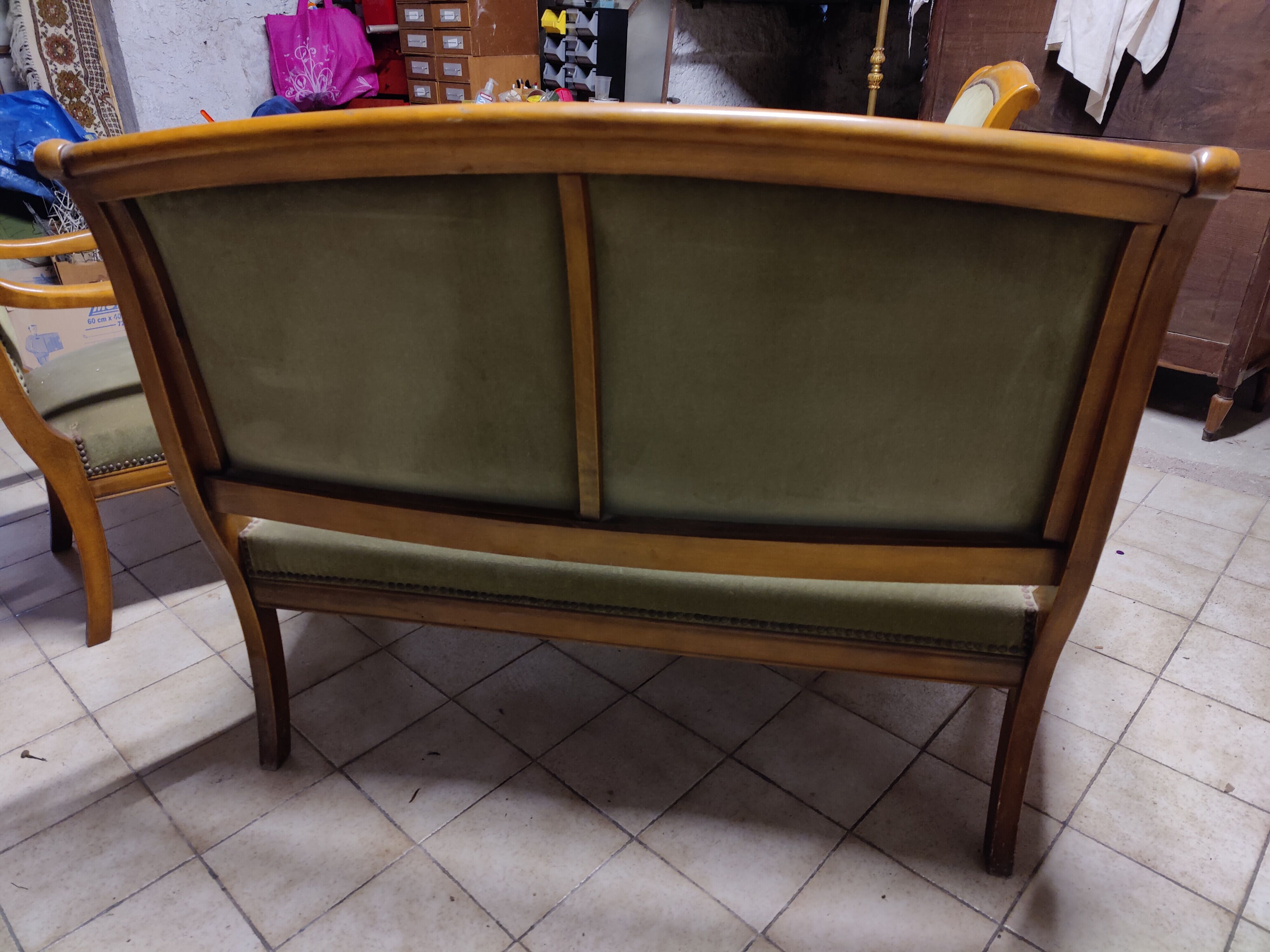 Louis Philippe style living room in walnut signed Grange, early 20th century