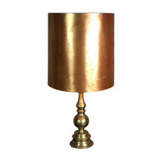 Vintage 70'S brass lamp and golden lampshade