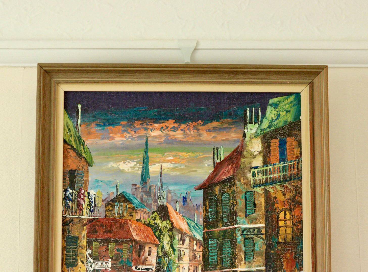 Original Swedish oil on canvas from the mid-century "French Street Scene" Vintage &