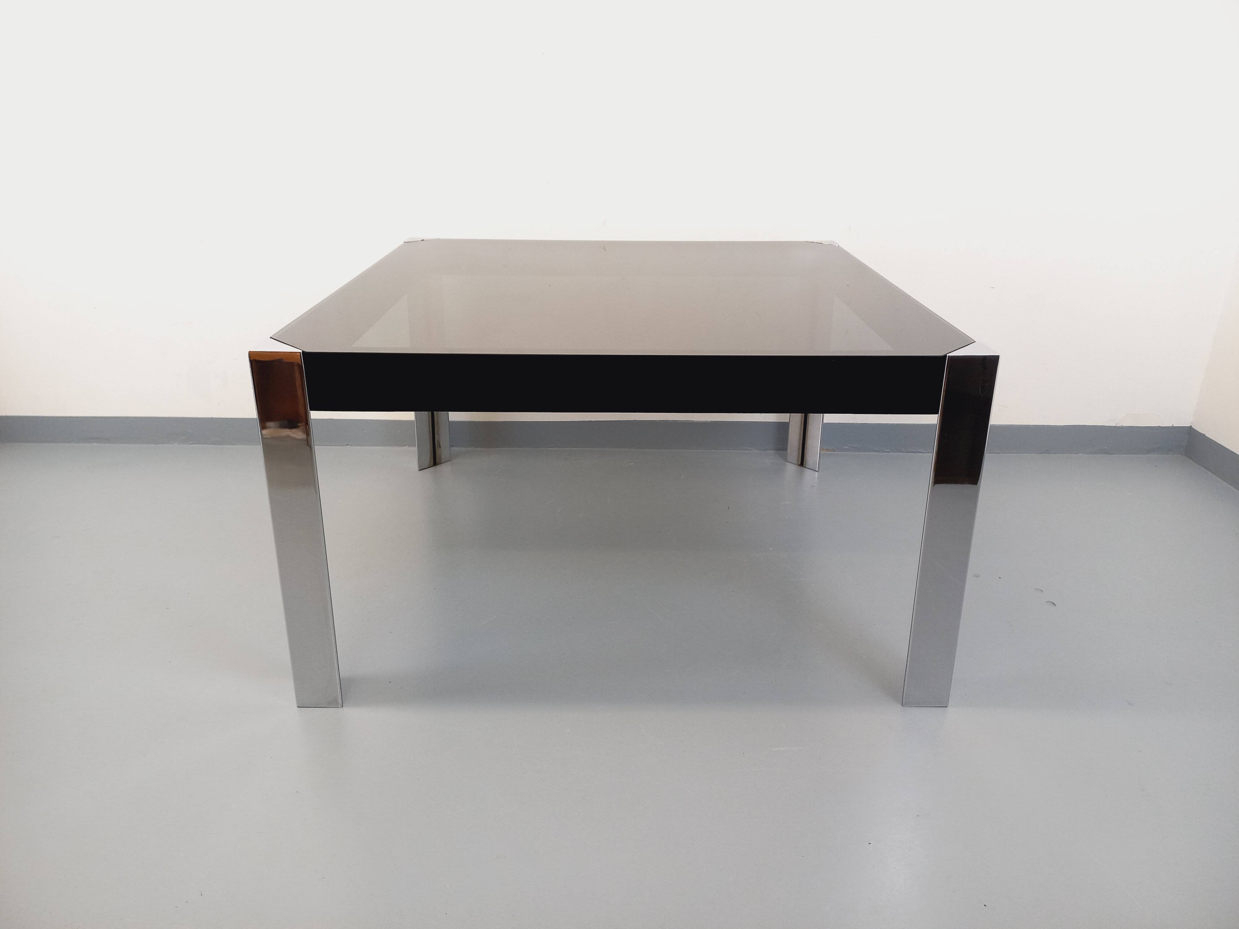 Vintage Italian square dining table by Faleschini for Mariani glass