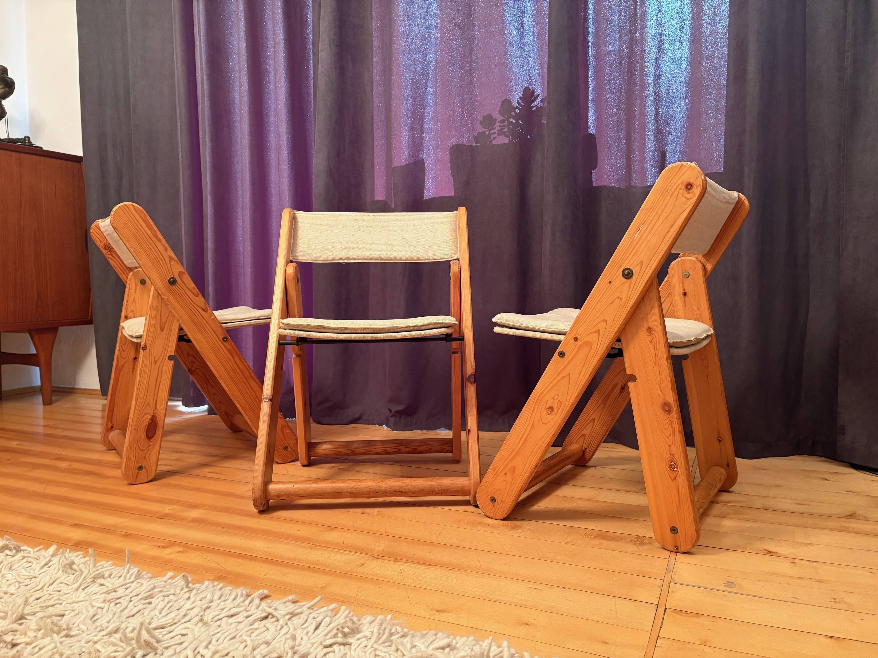 Set of three Kon-Tiki chairs designed by Gillis Lundgren, Ikea, Sweden, 197