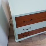 Vintage wood and blue chest of drawers