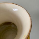 Vase vintage art déco en céramique jaune et doré
