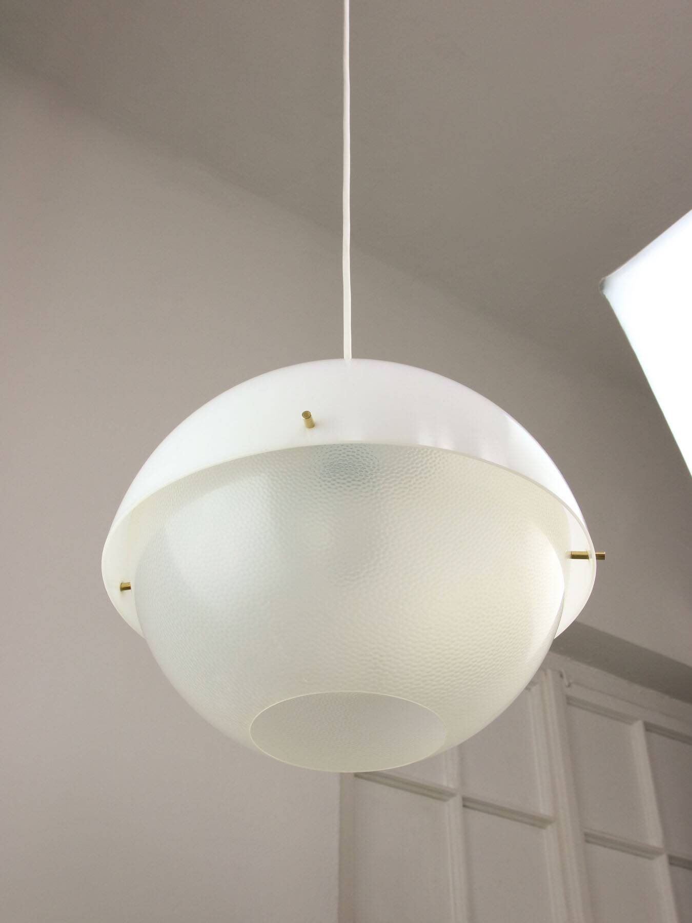 Italian Space Age Pendant in Brass and Plexiglass, 1970s