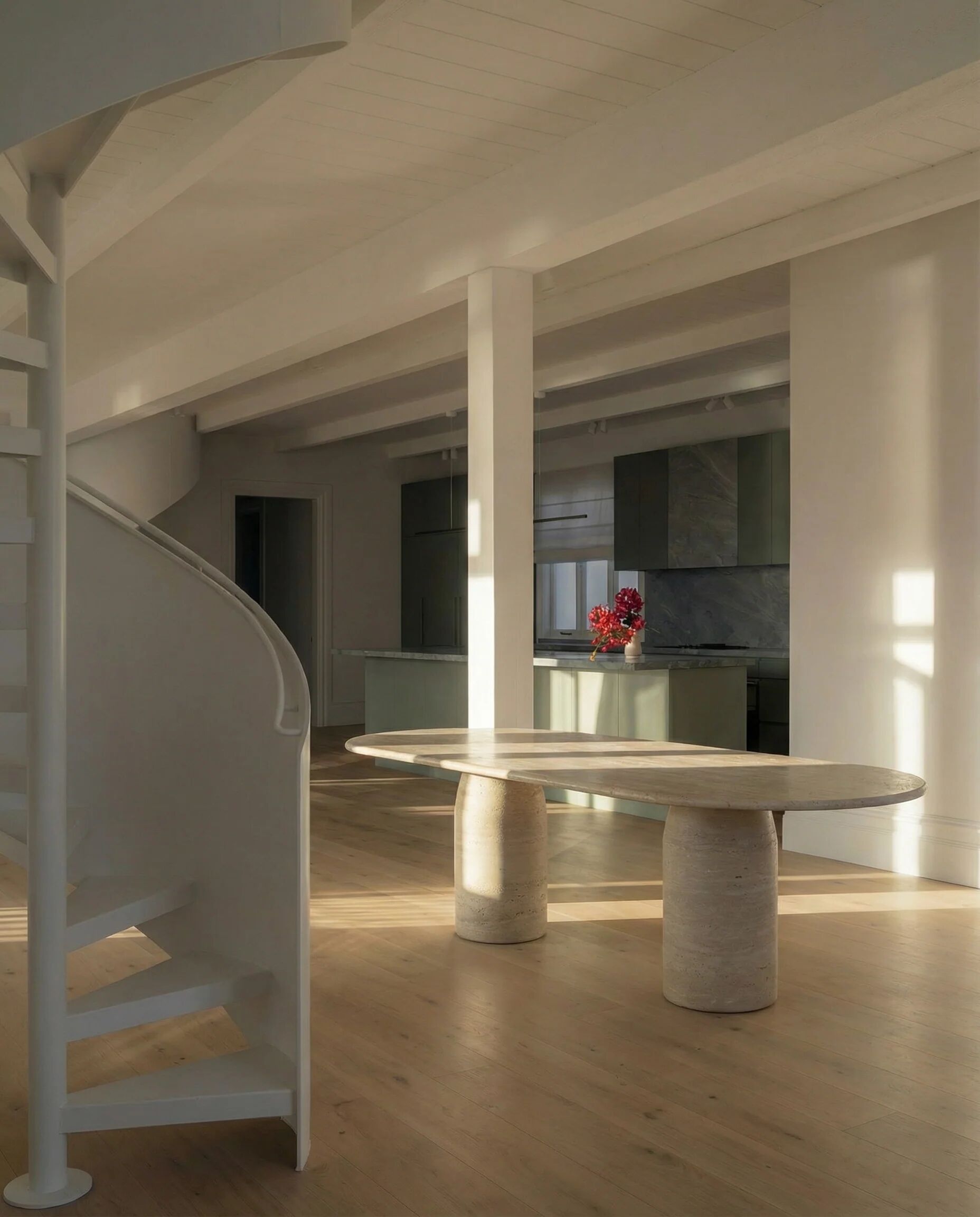 Oval Travertine Dining Table