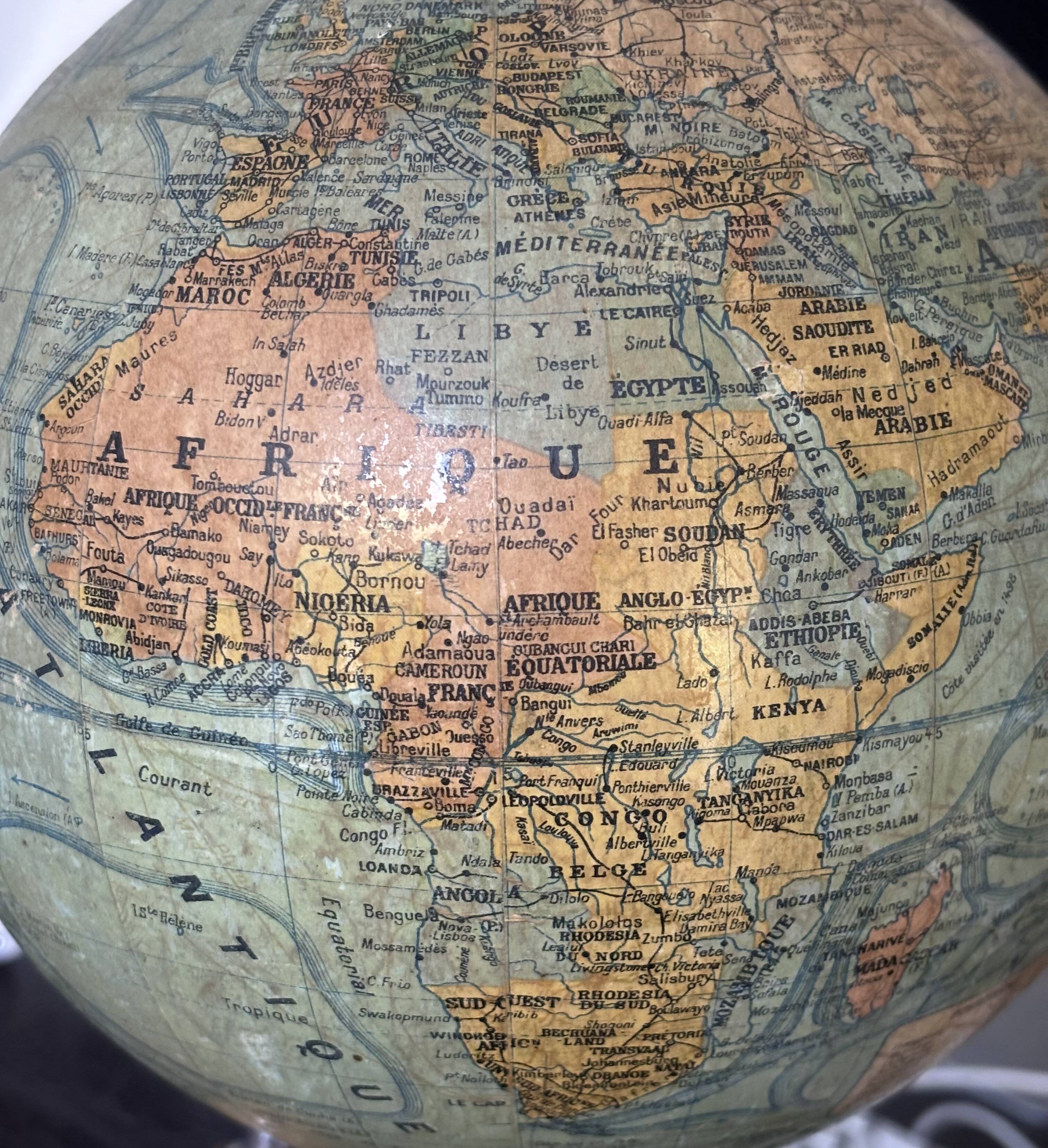 Globe vintage 1950 terrestre Girard et Barrère et Thomas - 33 cm