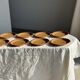 11 assiettes à dessert en grès liseré brun Sarreguemines