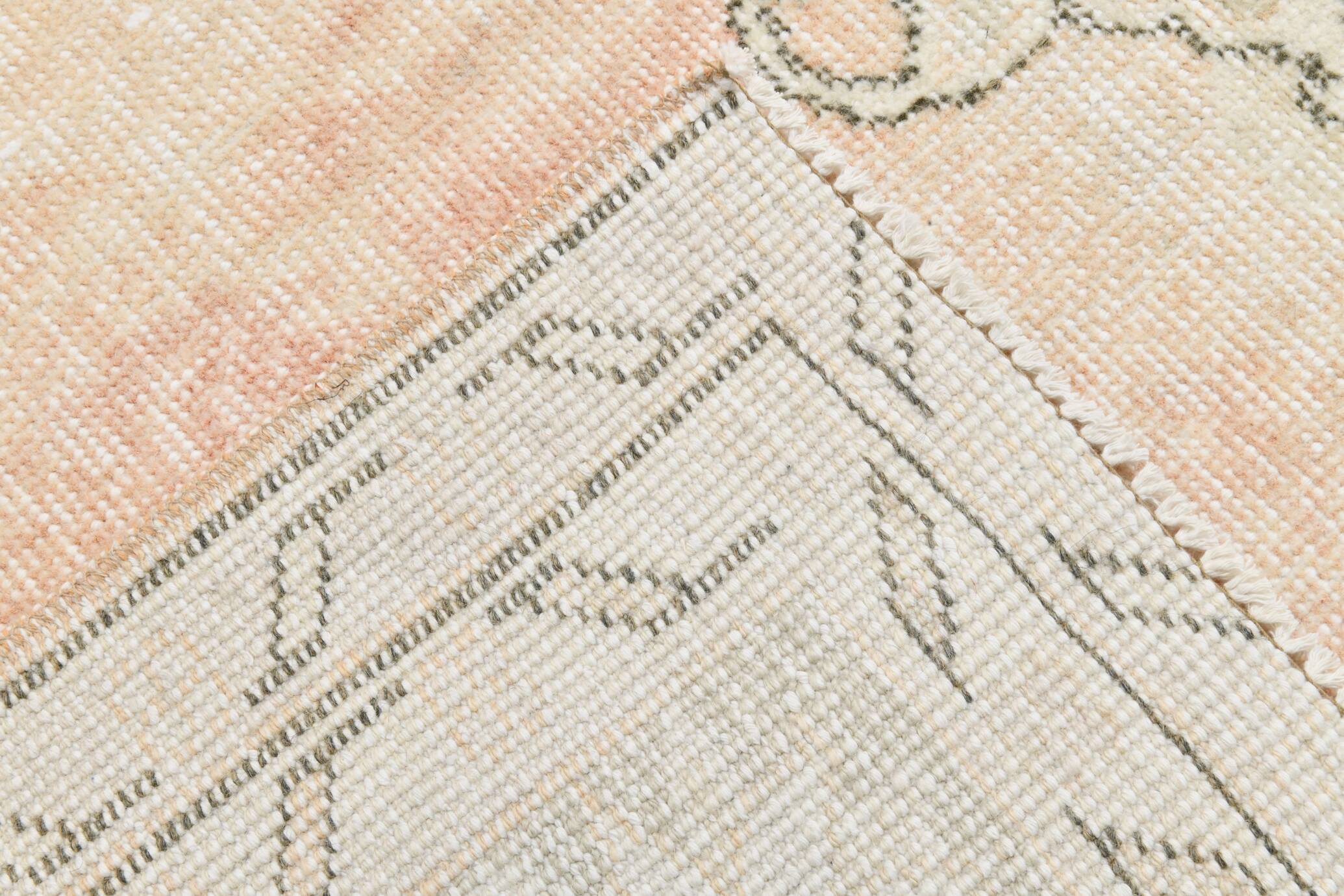7x11 Vintage Peach Beige Turkish Rug, 206x335Cm