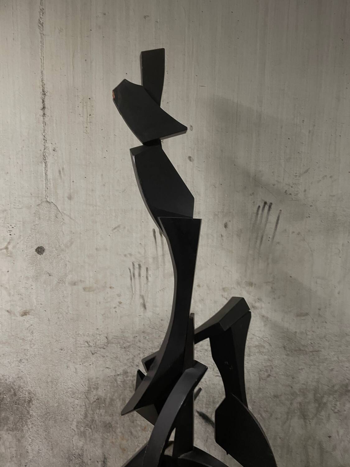 Large abstract sculpture in painted wood