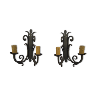Pair of wrought iron wall light