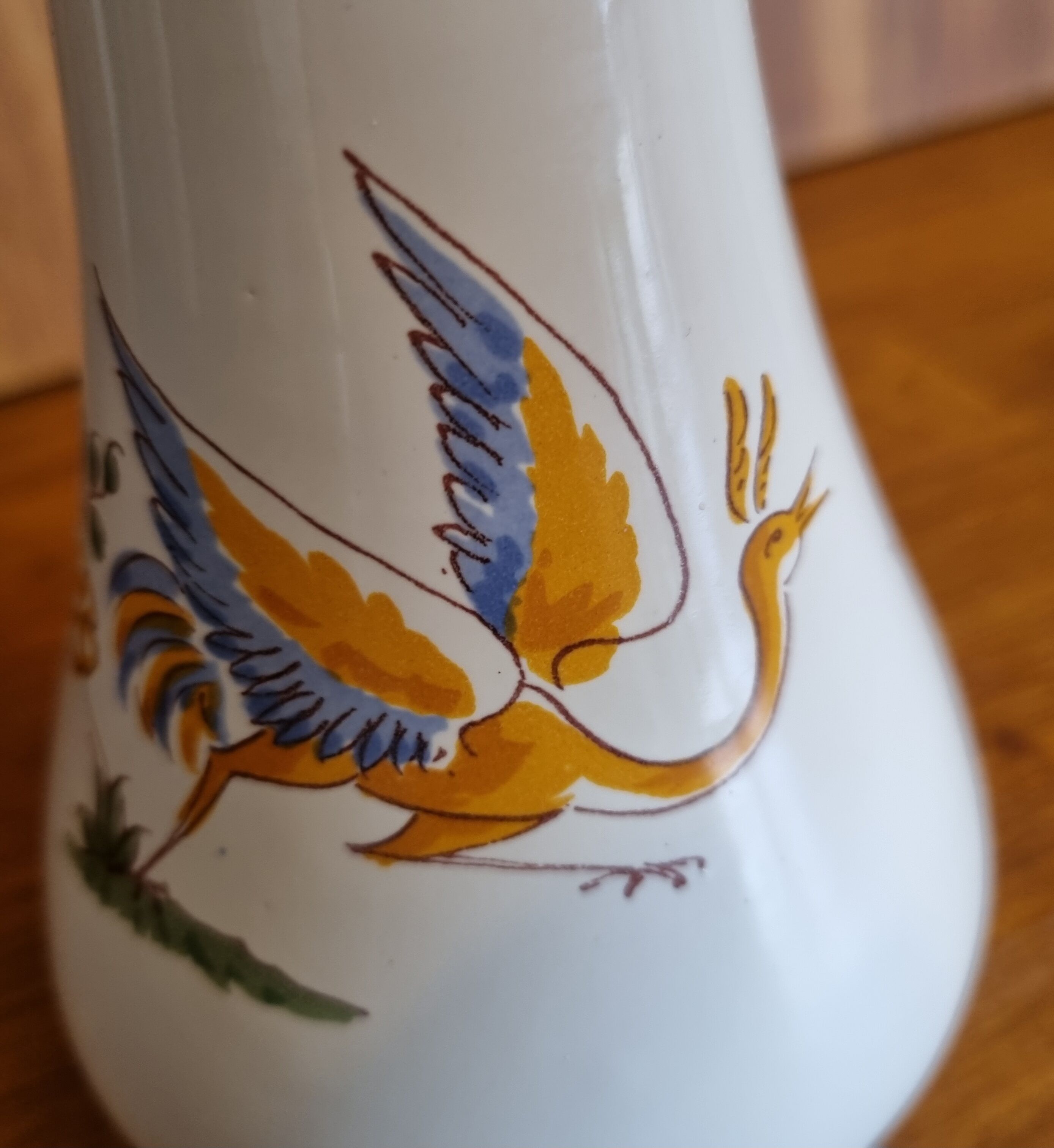 Faience soliflore vase old Moustiers décor