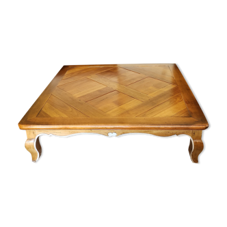 Table basse carré en merisier Roche Bobois