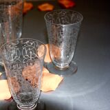Four Baccarat flutes engraved crystal model Michelangelo