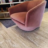 Fauteuil pivotant à 360º velours base acier inoxydable