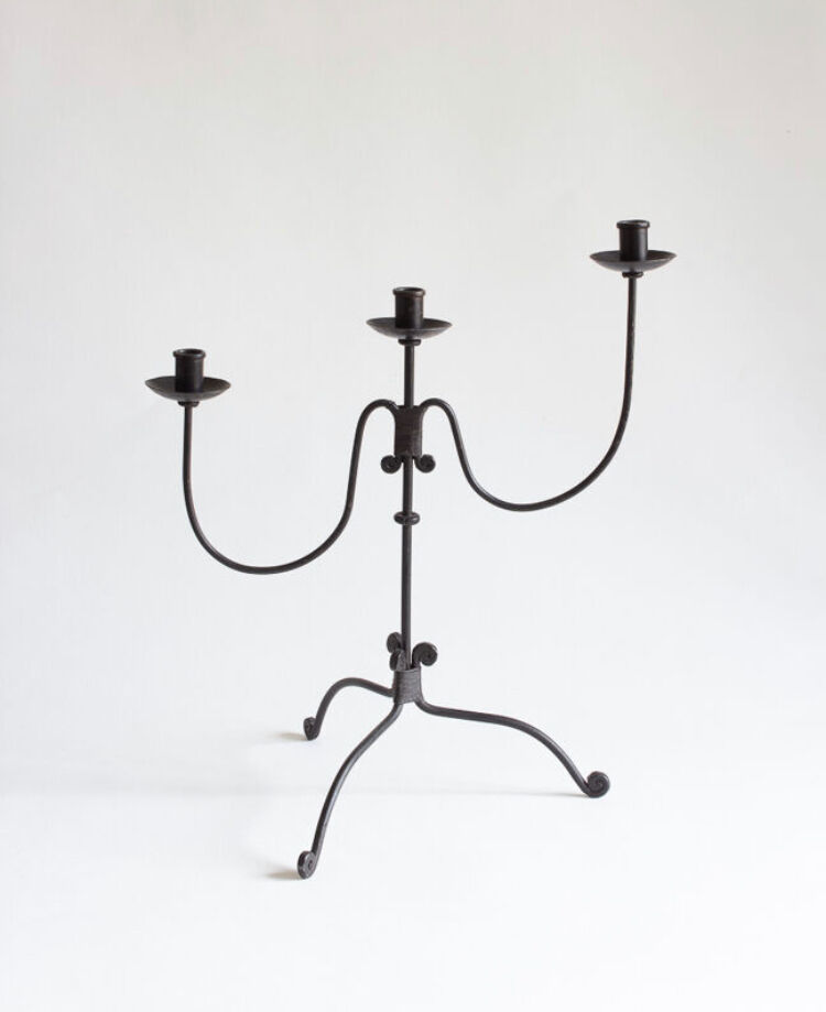 Wrought iron candlestick, handcrafted work, second half 20th century