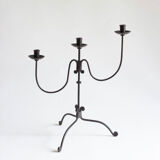 Wrought iron candlestick, handcrafted work, second half 20th century