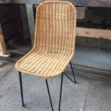 raoul guys chair in rattan and metal base year 50