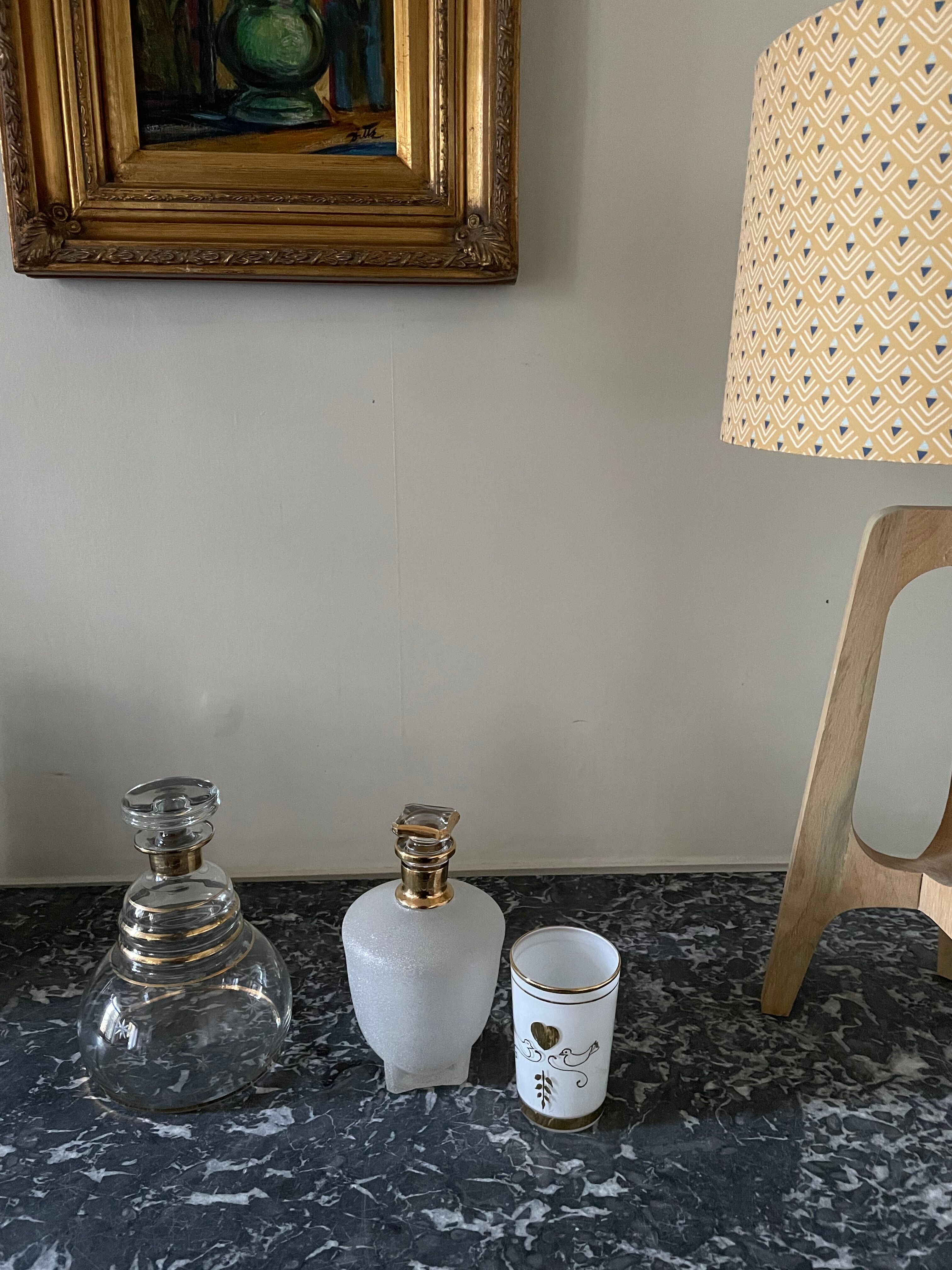 Golden glass carafons