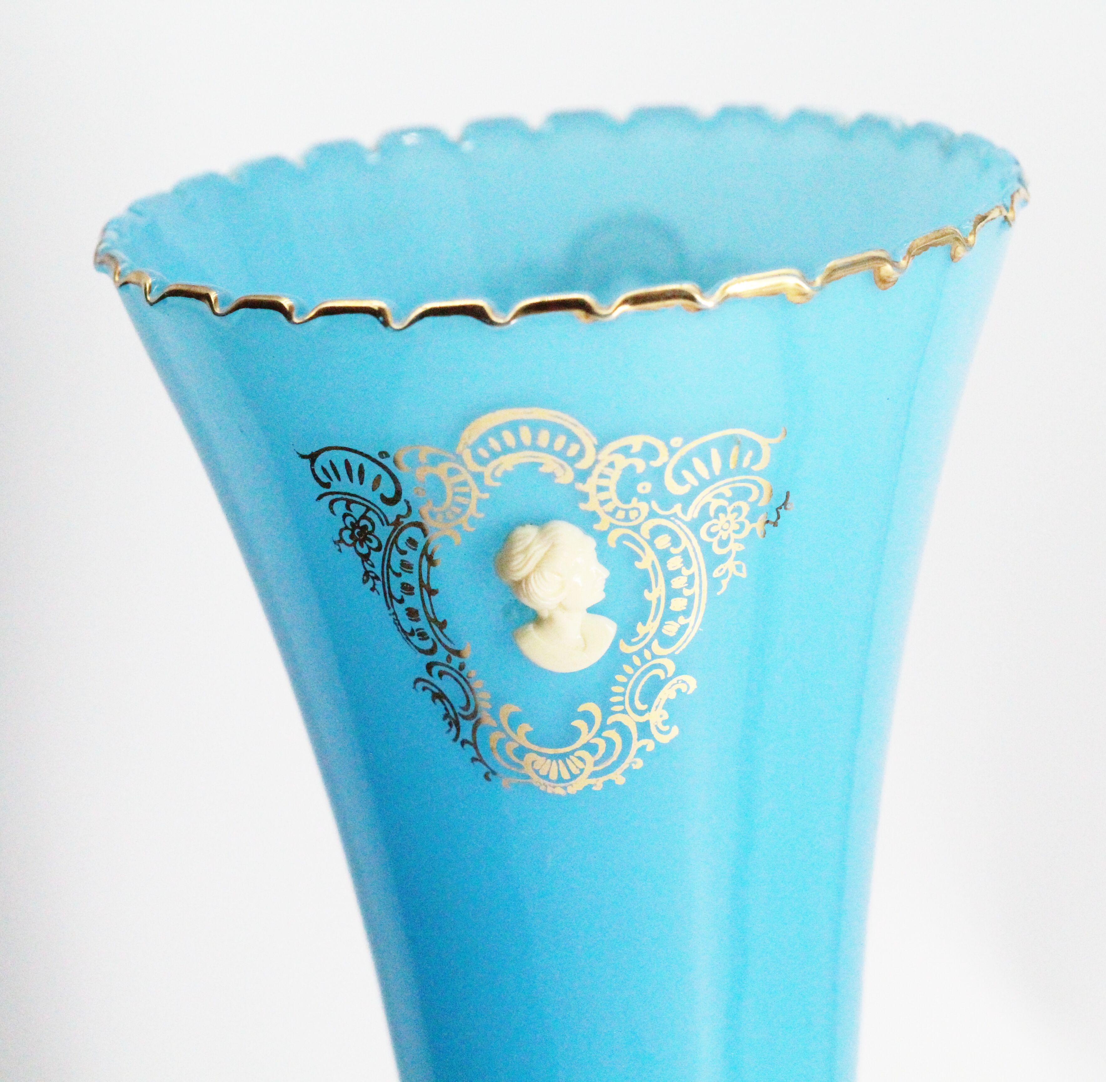 Golden opaline blue vase
