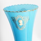 Golden opaline blue vase