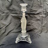 Paire d'anciens bougeoirs enverre Marie et Jésus