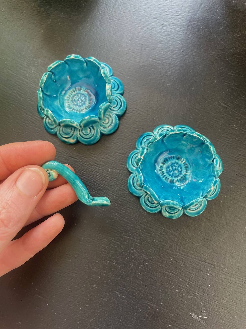 Blue ceramic salt and pepper shaker