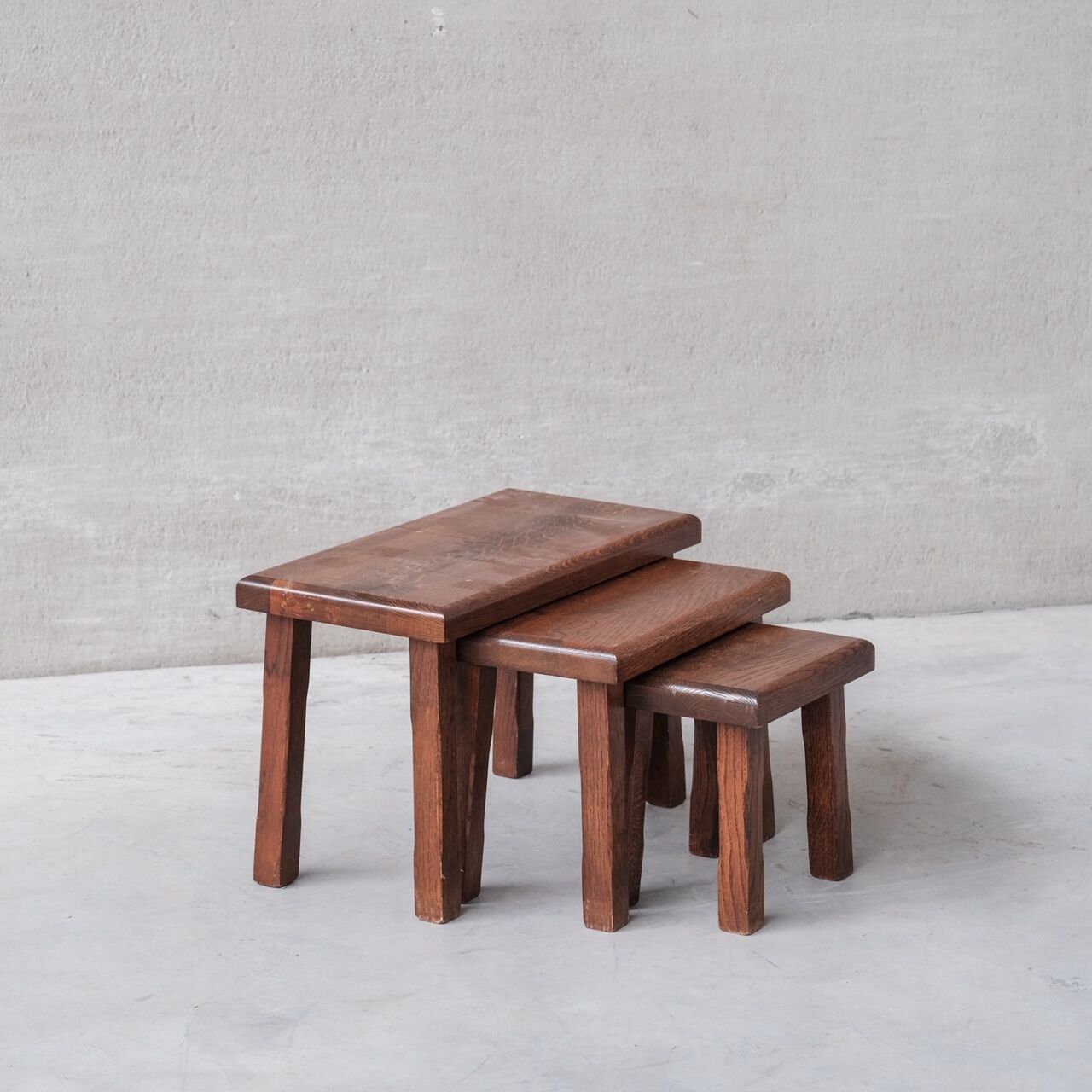 Set of Three Dark Oak Mid-Century Nesting Tables