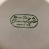 8 white porcelain plates Quadrifoglio Italy