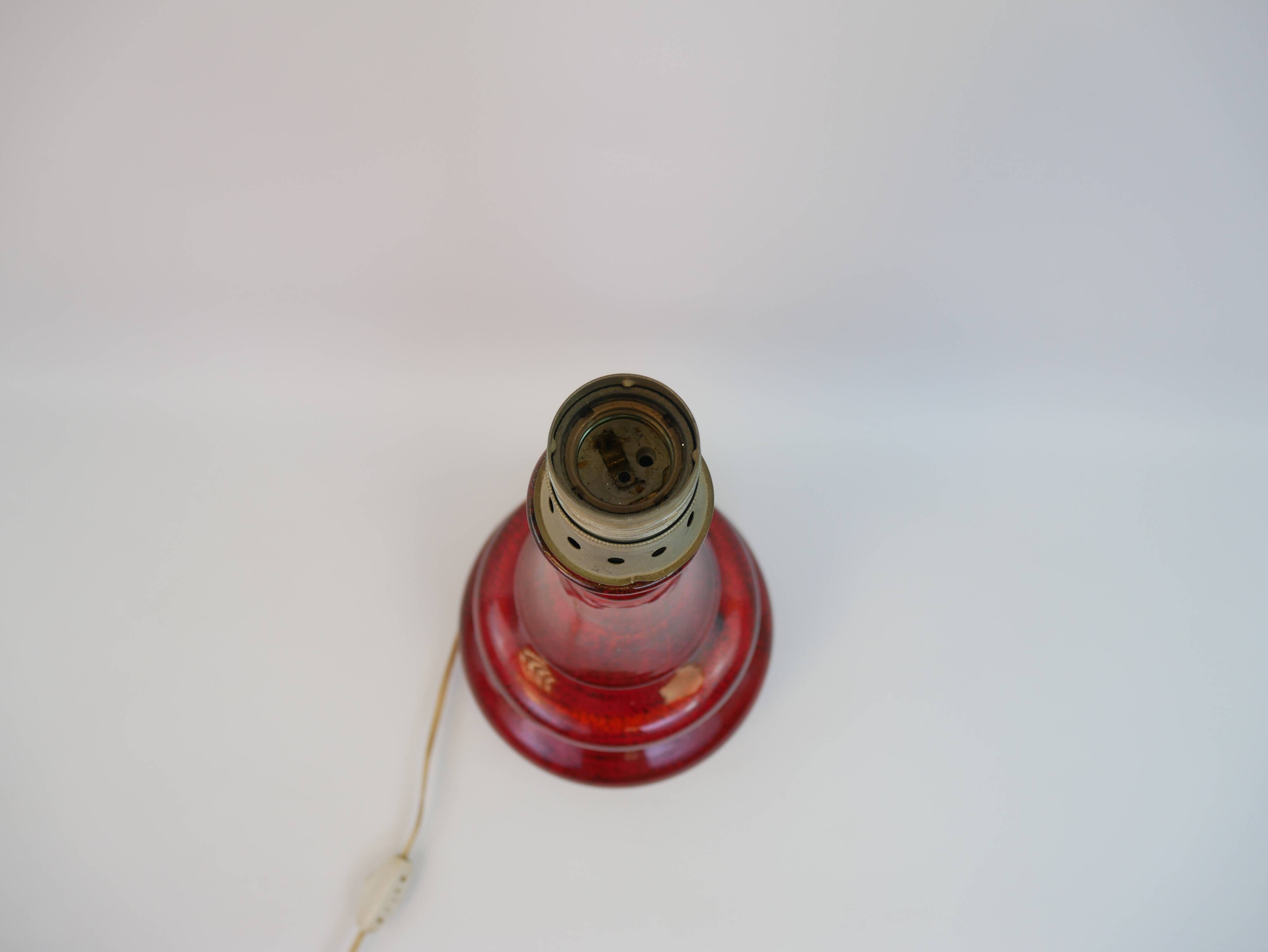 Large vintage red ceramic lamp