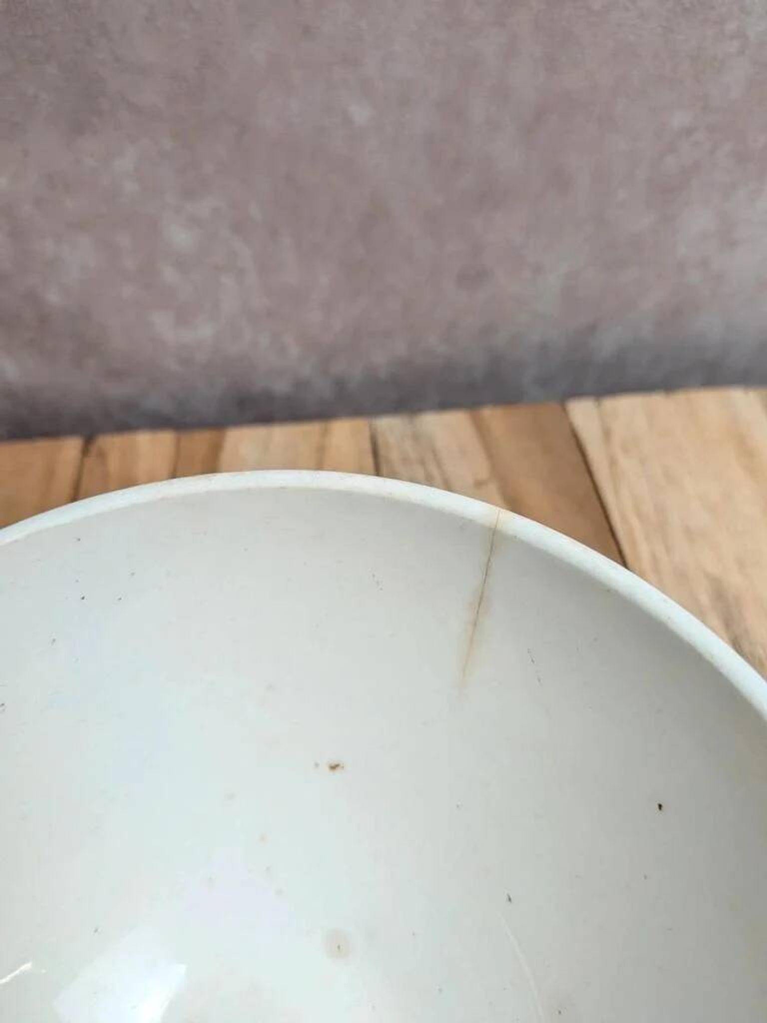 Old ironstone bowl from Digoin – Pink floral decoration – Vintage