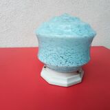 Plafonnier en verre de Clichy bleu moucheté