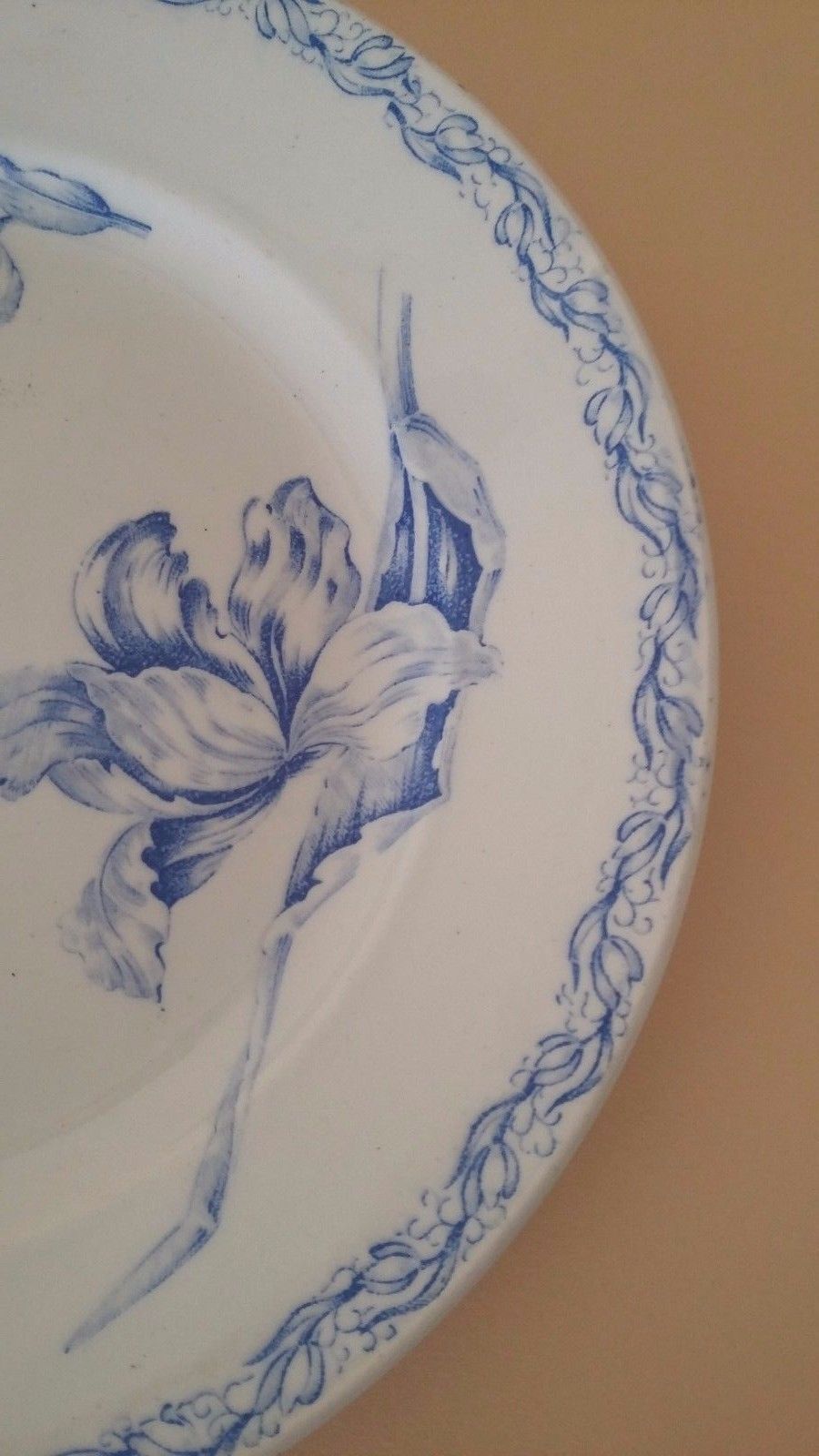 Plate faience luneville kg blue tulips